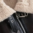 thumbnail image 5 of Women Jacket Lamb Leather Zipper Cropped Warm Lined Moto Fall Winter Clothes, 5 of 9
