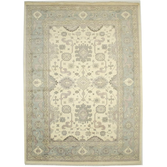Floral Cream 10X14 Traditional Oushak Oriental Rug