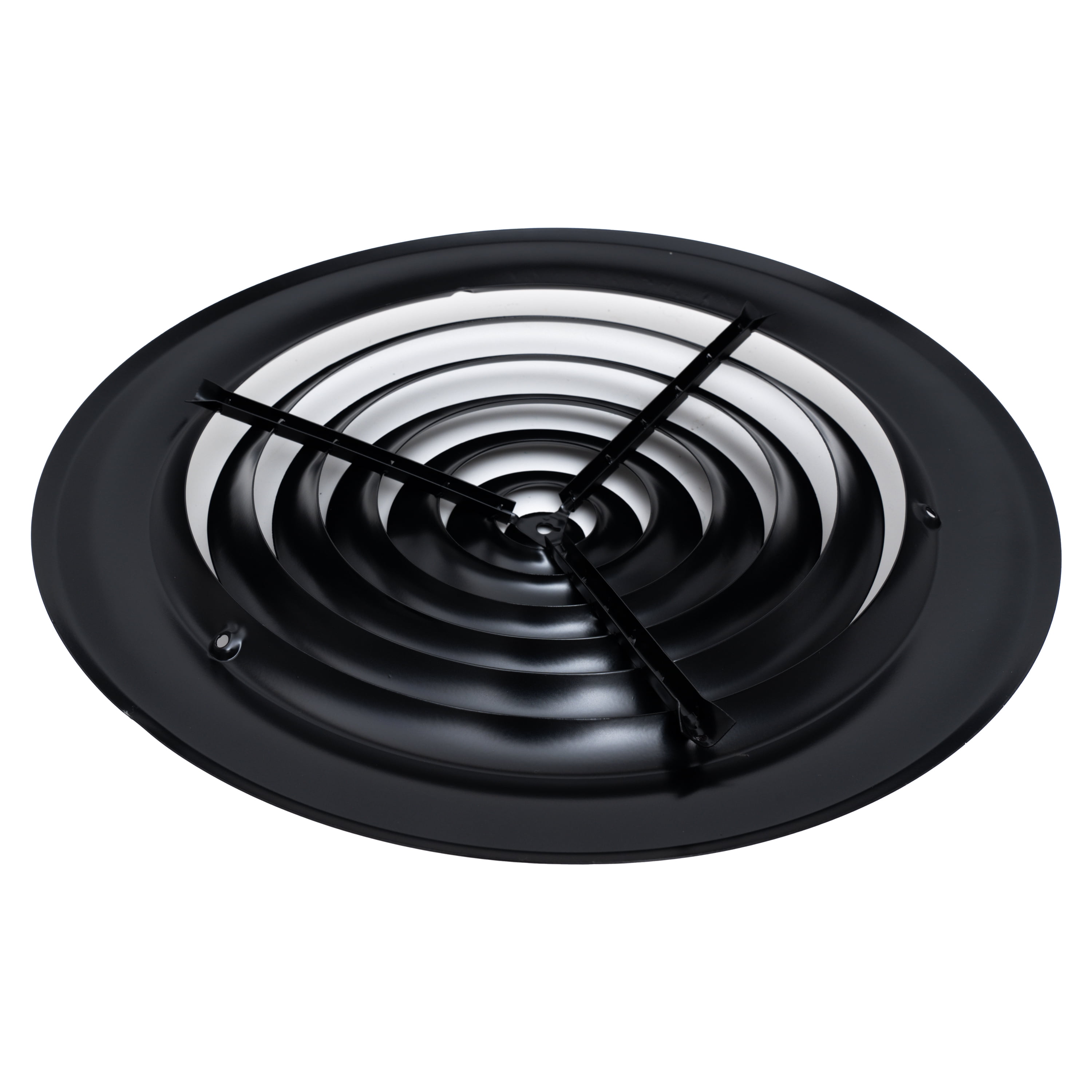 Fits 12 Inch Neck Air Duct | Steel Round Air Supply Diffuser for Ceiling by Handua | Round Diffuser Vent Cover | Black | Outer Dimension: 15-15/16"