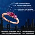 thumbnail image 2 of Gem Stone King 18K Rose Gold Plated Silver Red Created Ruby and Pink Moissanite Engagement Ring for Women | 1.06 Cttw | Round 5MM | Gemstone July Birthstone | Size 9, 2 of 6