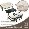 thumbnail image 6 of Multi-person Wood Outdoor Furniture Set 4 Pieces Patio Metal Conversation Sets Patio Sectional Sofa Set with Waterproof, Anti-rust and Anti-UV(Beige), 6 of 9