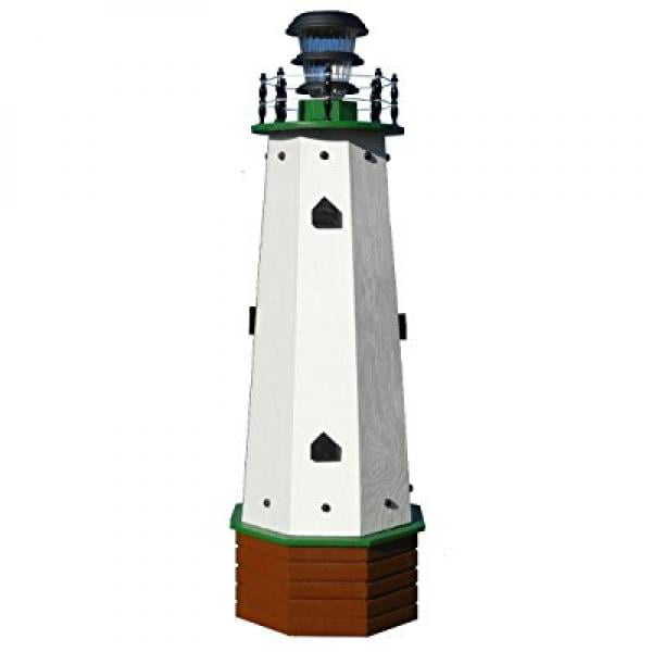 Solar Lighthouse Wooden Decorative Lawn and Garden Ornament - 36 Inch