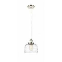 916-1P-PN-G713-Innovations Lighting-Bell - 1 Light Cord Hung Mini Pendant In Industrial Style-10 Inches Tall and 8 Inches Wide-Polished Nickel