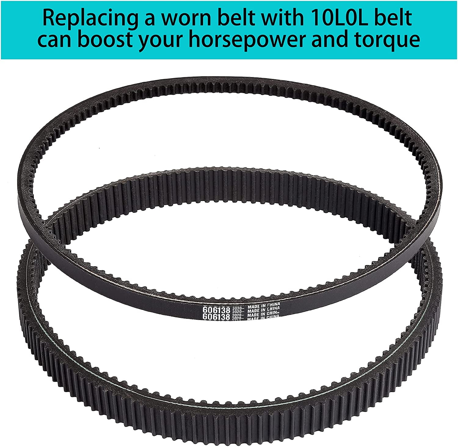 10L0L Golf Cart Clutch Drive Belt with Starter Belt Set Fit EZGO RXV TXT  2008-2011 with 13 HP Kawasaki Engines,Replaces OEM# 606136 606138