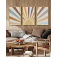 thumbnail image 5 of SHENIFY Boho Sun Wall Art Wood Canvas Boho Wall Art Rainbow Sun Rising on the Horizon Geometric Nature Line Art Mid-Century Modern Prints Boho Sun Wall Decor 16x24in3pcs FRAMED, 5 of 8