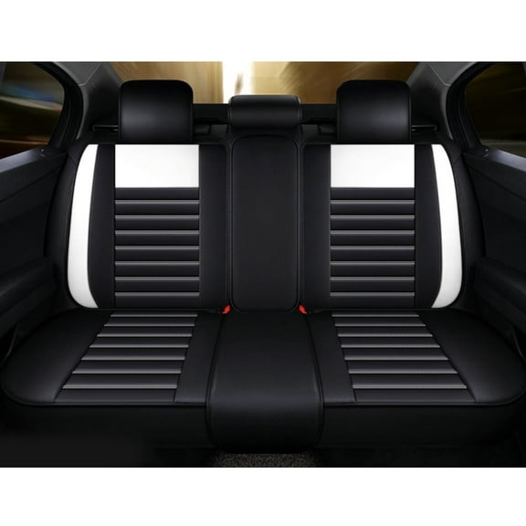 Leadwolf Car Rear Seat Cover Leather for toyota for Highlander 2001-2013 Leather Waterproof Cushion Protecto standard Black and White 1PCS