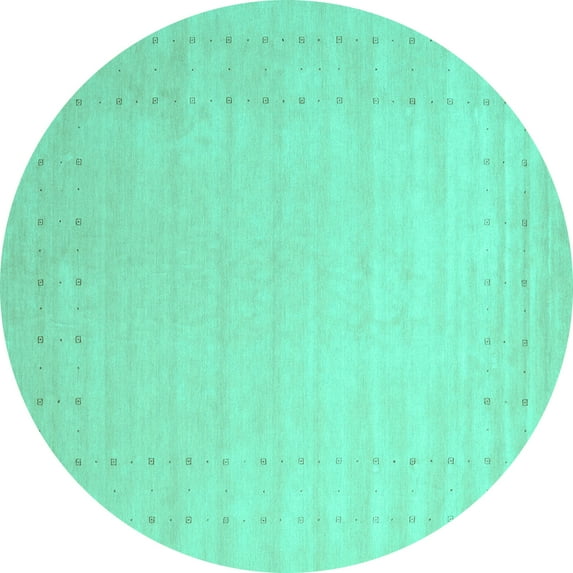 Ahgly Company Indoor Round Solid Turquoise Blue Modern Area Rugs, 8' Round