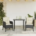 thumbnail image 1 of vidaXL 3 Piece Garden Dining Set with Cushions Black Poly Rattan, 1 of 4