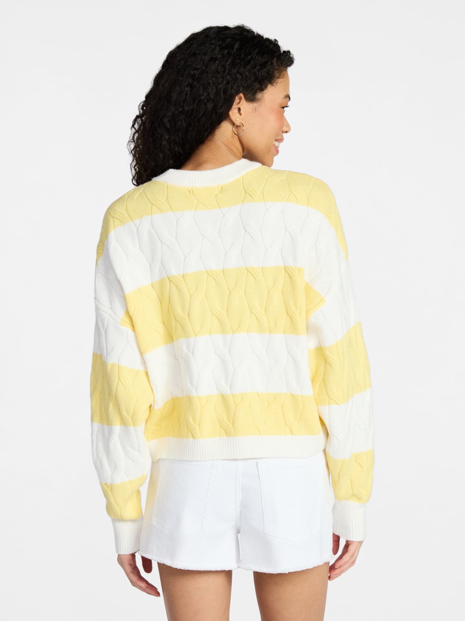 No Boundaries Drop Shoulder Crewneck Pullover Sweater, Midweight, Women's XXS-XXL