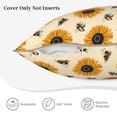 thumbnail image 5 of Fotbe Sunflowers And Bee Pattern Velvet Decorative Throw Pillow Covers with Elegant Piping, Soft Plush Cushion Cover for Sofa, Bed, Car, Office-16"x16", 5 of 8