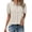Beige, variant on Women's Puff Short Sleeve Linen Shirts Button down Textured Blouse Casual Summer Cozy Soft Classic T Shirts White XXL