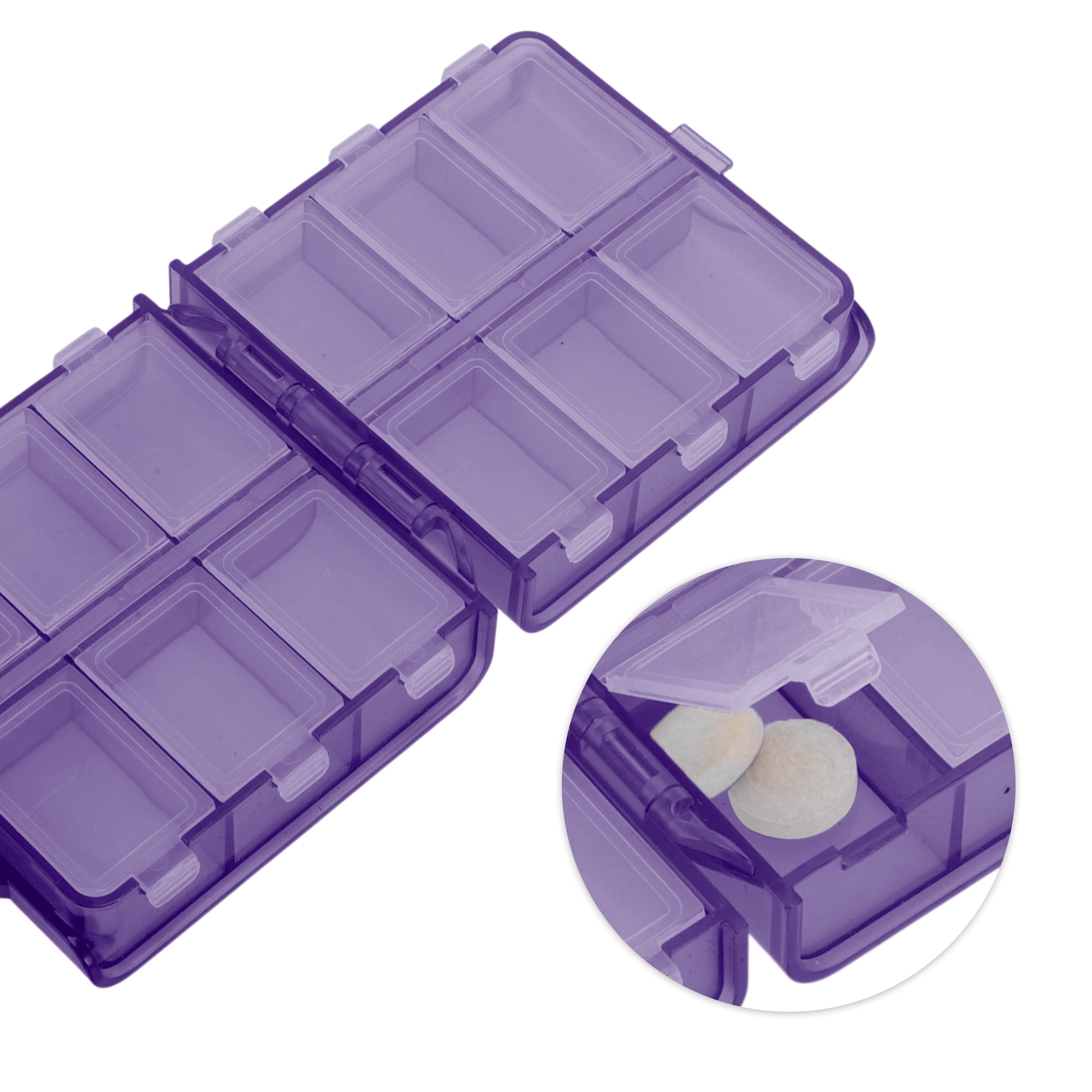 Unique Bargains 12 Grid Portbale Durable Design Pill Case 1 Pc Matt Purple