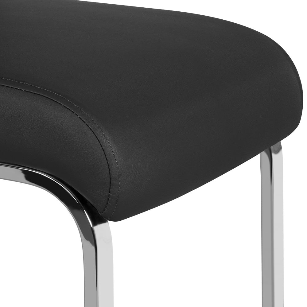 Alden Design Modern Faux Leather Dining Chair with Metal Legs, Set of 2, Black