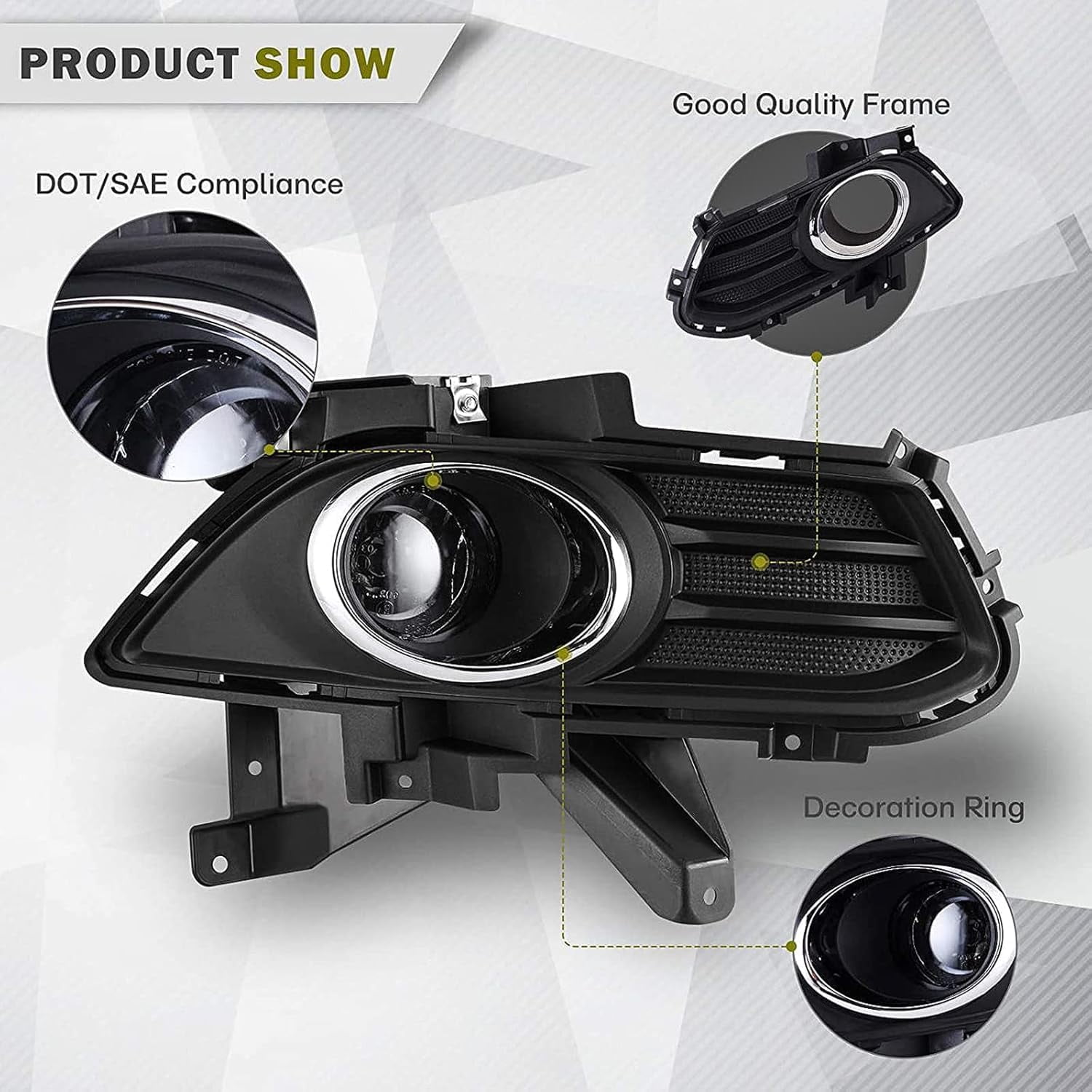 2PCS Fog Lights Assembly for 2013 2014 2015 2016 Ford Fusion,Smoked Lens