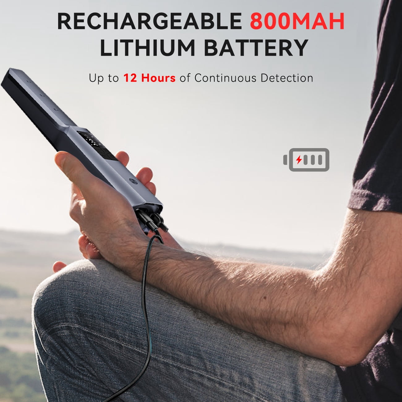 Rechargeable Metal Detector Pinpointer – 360° Detection, IP68 Waterproof, 4 Feedback Modes & LCD Screen for Treasure Hunting