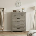 thumbnail image 6 of 5 Dresser for Bedroom, 41.3" Tall Vertical Drawer Dresser with Large Storage, Freestanding Wooden Closet Chest for Bedroom, Living Room, Grey, 6 of 6