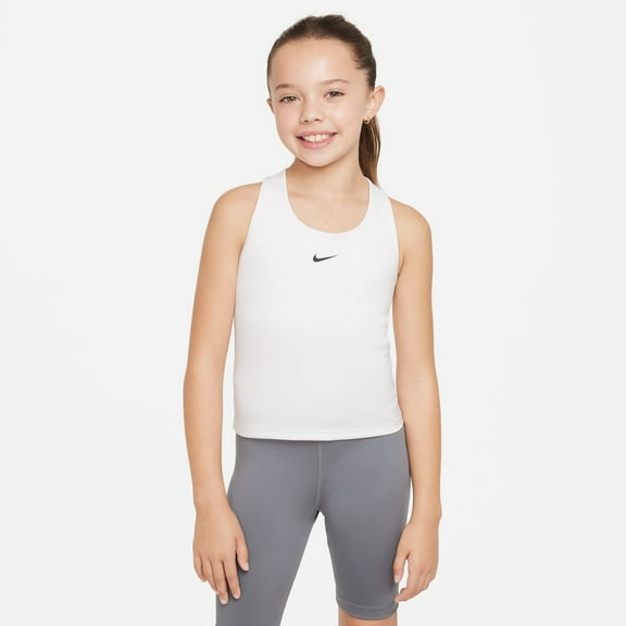 Girls 7-16 Nike Dri-FIT Swoosh Sports Bra Tank Top Color: White Black Size: MEDIUM