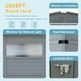 thumbnail image 3 of 10 ft.  x 8 ft.  Outdoor Iron & Solid Wood Tool Storage Shed with Two Doors and Windows, 3 of 7