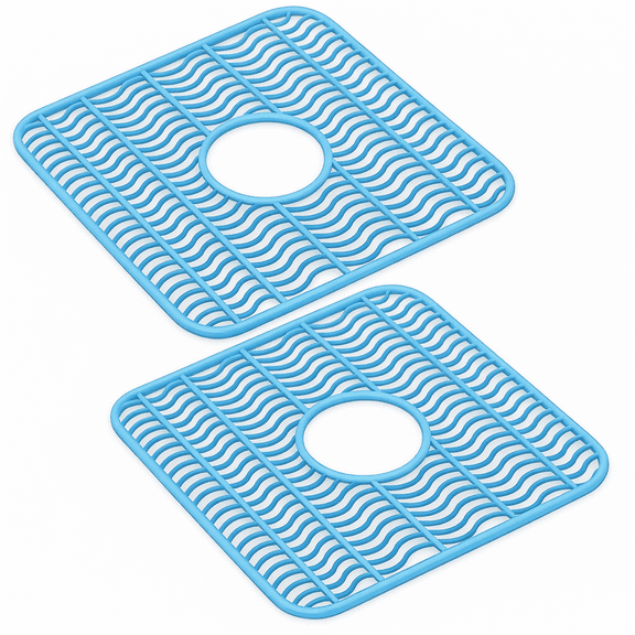 2-Pack Kitchen Sink Protector Mat Plastic Bottom Guard 12" x 11" Blue