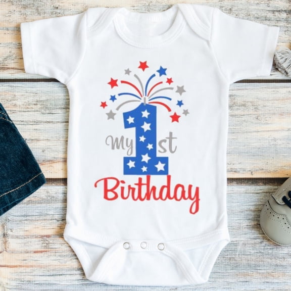 Baby Bodysuit BELLA CANVAS Fourth Of July Birthday, 4Th Of July Birthday, July 4Th First Birthday Shirt, Summer Birthday, First Birthday Boy, My First Birthday