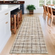 Washable Runner Rugs 2x6ft, Modern Tartan Plaid Non-Slip Low Pile Rug, Machine Washable Soft Stain Resistant Carpet for Kitchen Laundry Room Entryway