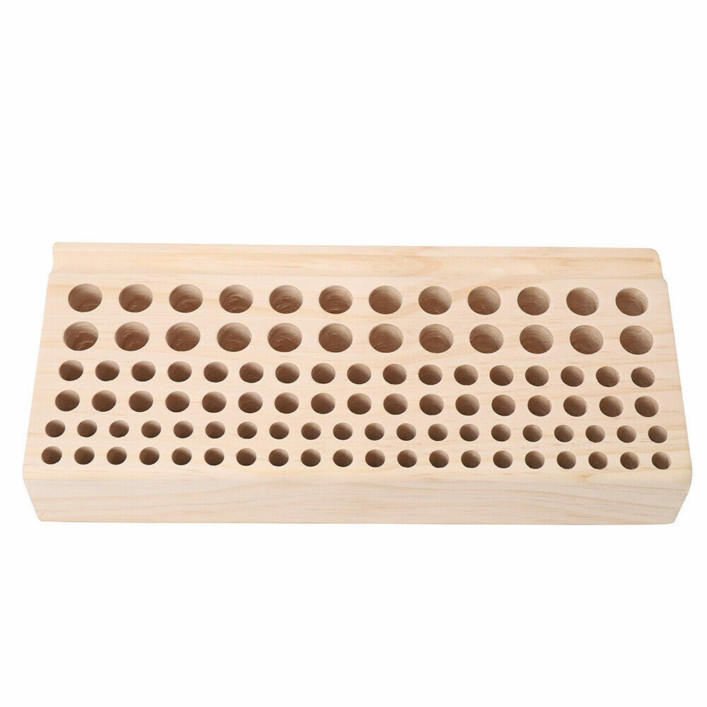 PEAKORA98 Holes Leather DIY Craft Wood Tool Rack Wooden Stamp Storage Holder Organizer