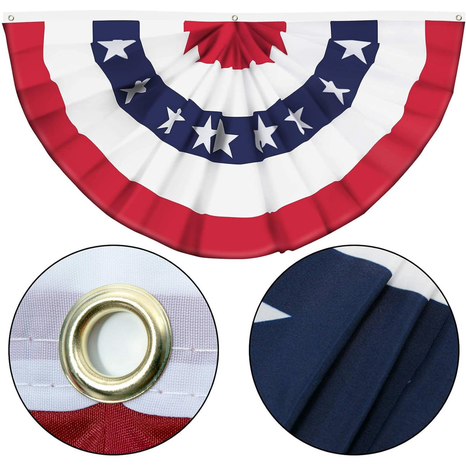3PCS 1.5x3 Ft American Flags For Outside ,American Pleated Fan Flag ,Bunting Flags Outdoor 4th Of July Decorations American Flags - Half Fan Banner Pleated Patriotic Flag Usa Flags