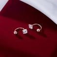 thumbnail image 5 of Sterling Silver CZ Half Hoop Earrings for Women Teens CZ Open Hoop Earrings Huggie Cartilage Helix Piercing Ball Screw Backs, 5 of 10