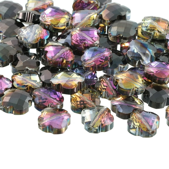 Glass Beads, 60 Pcs Shamrock Beads Transparent Crystal Glass Charms Clear Jewelry Making Supplies for Bracelets DIY Crafts, Mixed Black
