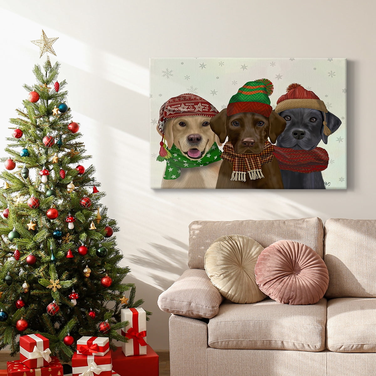 Christmas 3 Winter Labs- Gallery Wrapped Canvas