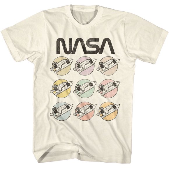 NASA Pastel Rockets Natural Adult T-Shirt S