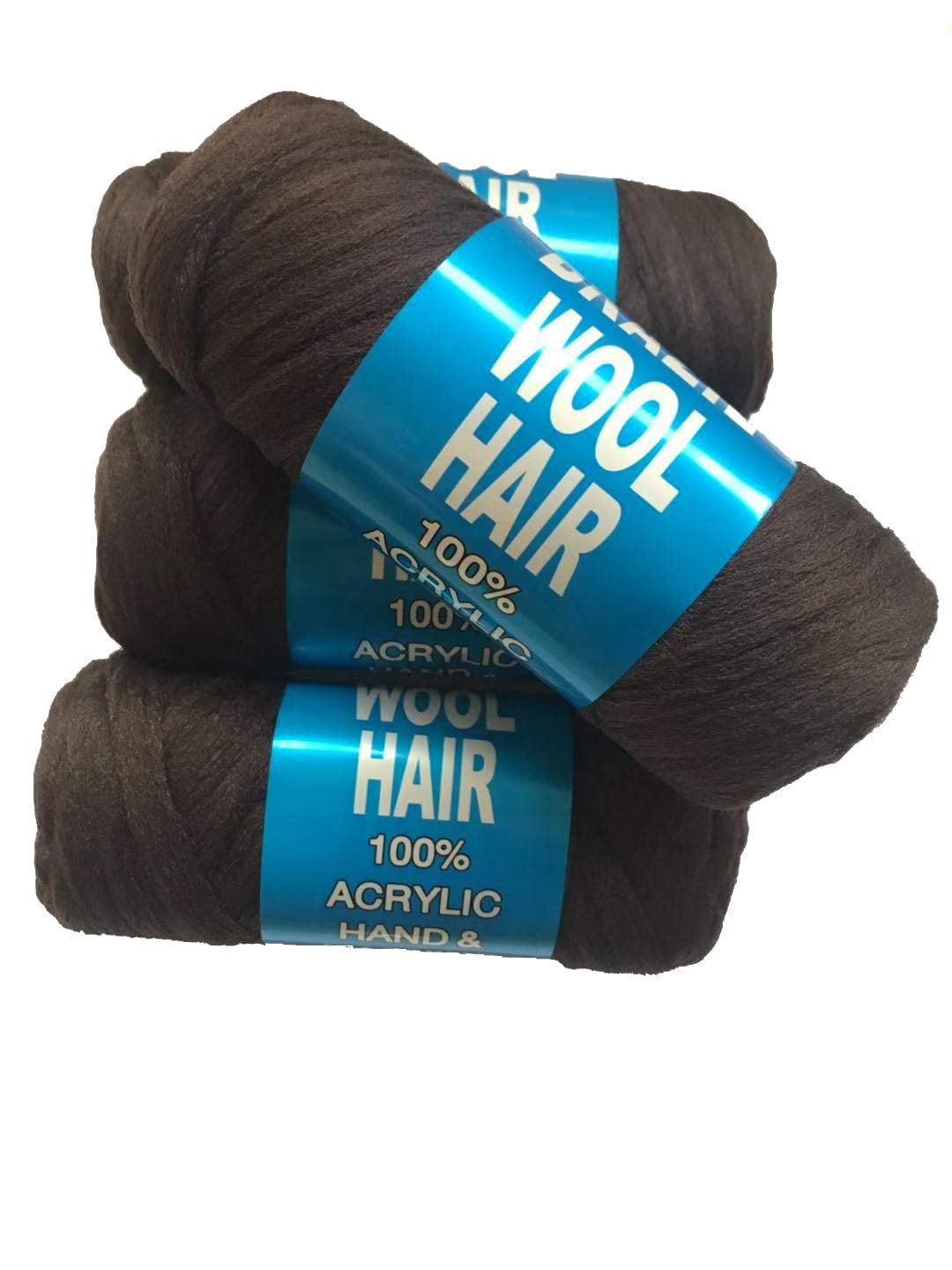 100% Brazilian Wool Hair Acrylic Yarn For African Braids/Senegalese  Twist/Faux Locs/Wraps With Crochet Hook 4pcs 