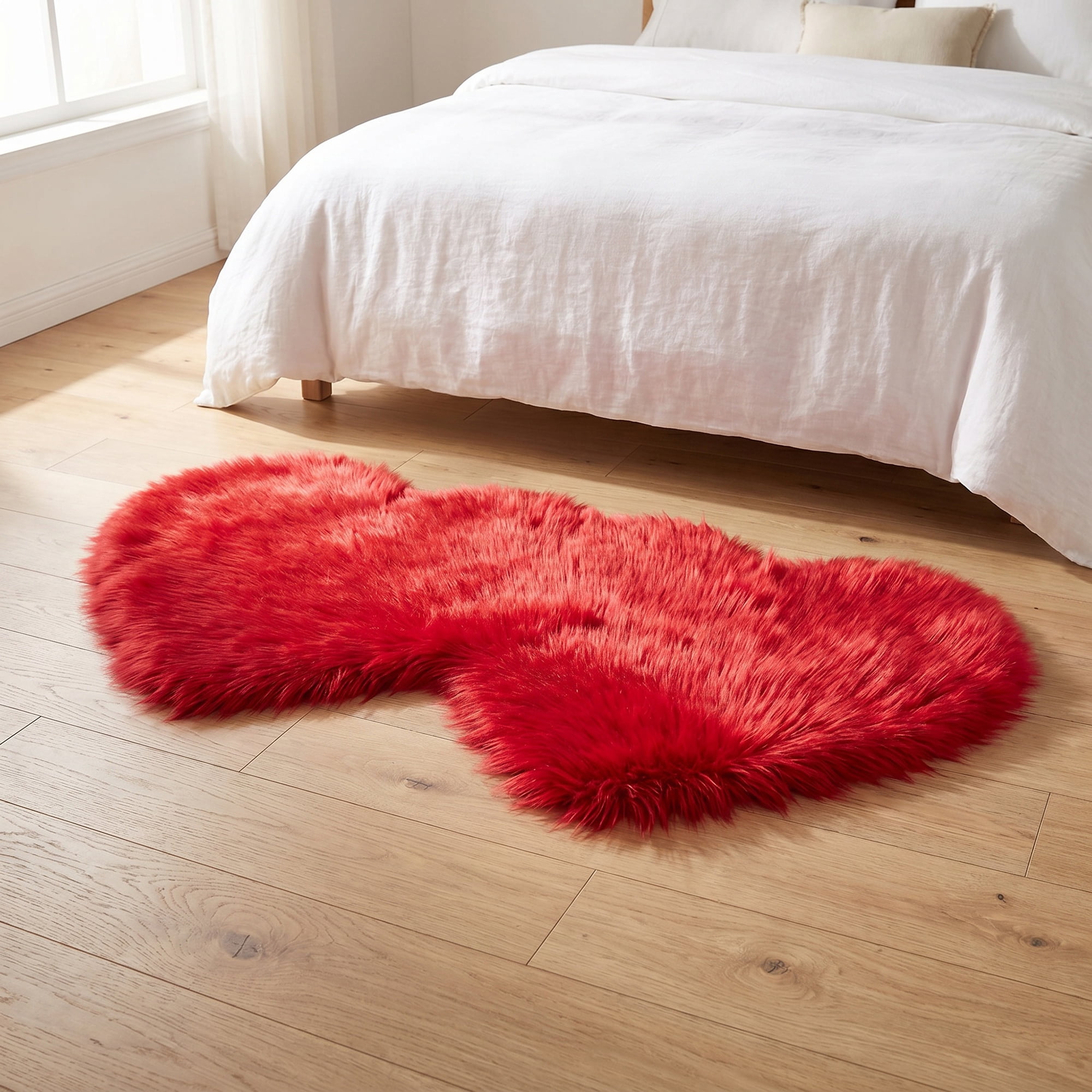 Unique Bargains Ultra Soft Fluffy Non Slip Narrow Fuzzy Shaggy Area Rug 28" x 14" Red