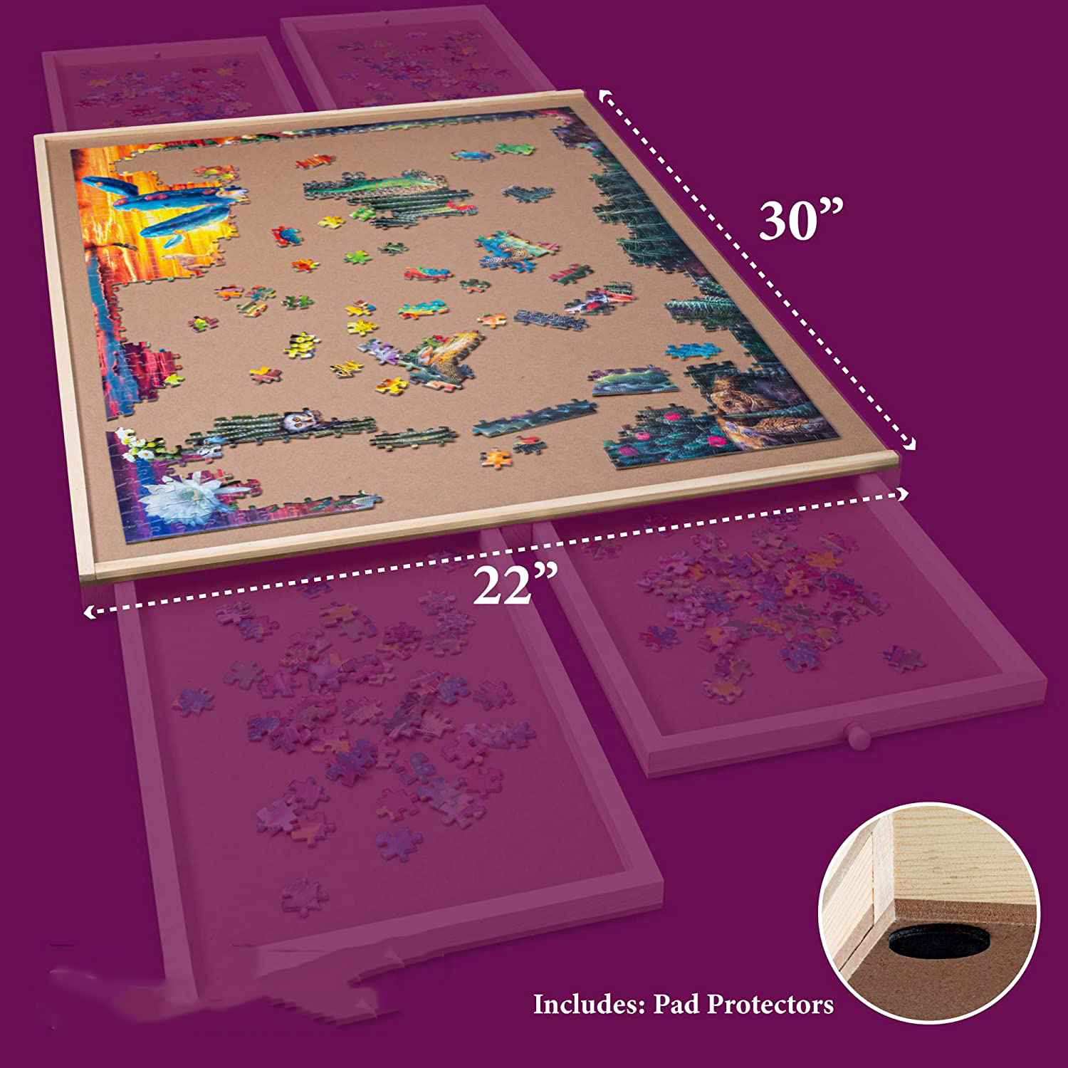 Buy 1000 Piece Wooden Jigsaw Puzzle Table 4 Drawers, Puzzle Board