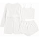 thumbnail image 2 of Conjunto de pijama de 3 piezas para mujer, camiseta de punto acanalado, pantalones cortos, ropa de dormir suave con bata y cárdigan, 2 of 5