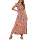 thumbnail image 4 of INSPIRAR CHIC Vestidos de Verano para Mujeres Casual con Mangas Cortas en V Cuello Fruncido Floral con Volantes y Capas Fluidas Maxi Vestido de Playa L Gris Verde, 4 of 5
