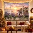 thumbnail image 3 of Lighthouse above Sunset Waters with Lavender Window Box, Tranquil Coastal for Ocean Lovers, Nature Inspired Decor, Housewarming Gift, Tapestry Wall Hanging for Bedroom and Den, 3 of 7