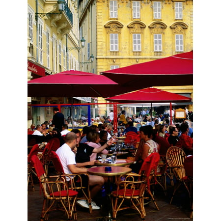 People at Outdoor Restaurant on Cours Saleya on French Riviera, Nice, France Print Wall Art By Glenn Van Der