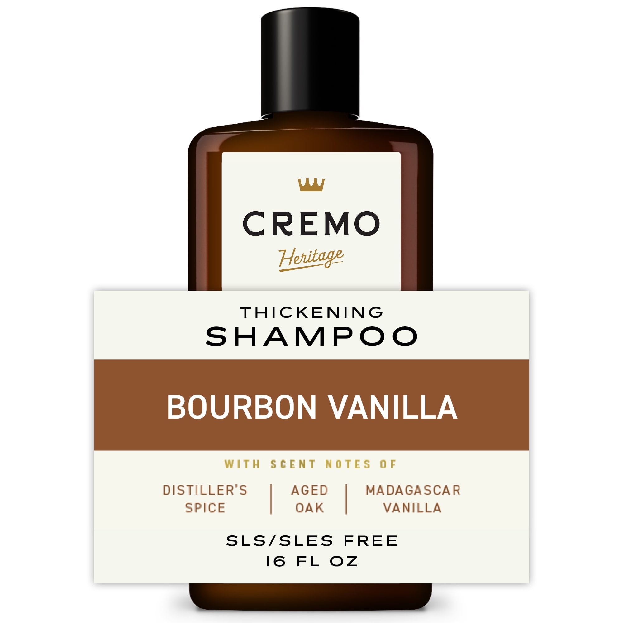 Cremo Thickening Mens Shampoo, Bourbon Vanilla Scent, 16 fl oz