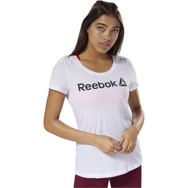 Reebok Womens Logo Graphic T-Shirt, white, L