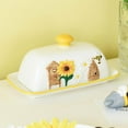 thumbnail image 5 of BOWTONG Sunflower Bee Butter Dish with Lid Ceramic Butter Dishes Yellow Butter Holder Butter Keeper Butter Serving Container, Thick-Walled Ceramic Butter Dish, Dishwasher, 5 of 10