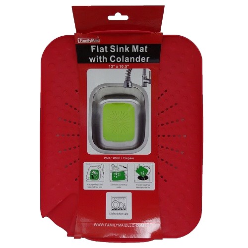 New 819448 Flat Sink Mat W Colander Asst Clrs (24Pack) Sink Sets