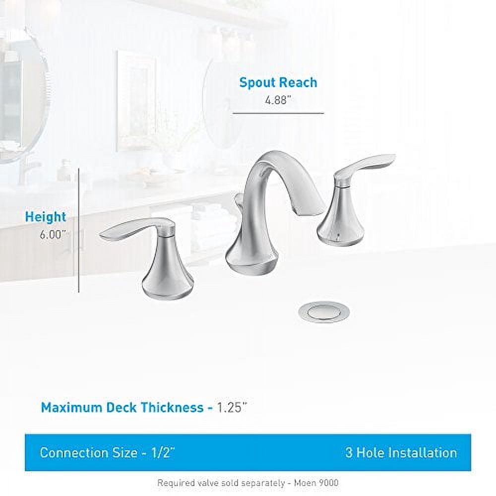 MOEN T6420BN Eva 8 in. Widespread 2-Handle High-Arc Bathroom Faucet Trim Kit in Brushed Nickel (Valve Not Included)