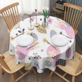 thumbnail image 3 of White Fairy Flower Pattern Round Tablecloth 60"x60",Wrinkle Wipeable Table Cloth for Kitchen Dining Room Picnic Patio Party, 3 of 6
