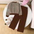 thumbnail image 4 of Zanarzt Kids Clothes Girls Fashion Stripe Long Sleeve Top Pants Casual Two Piece Set Brown,9-10 Years, 4 of 4
