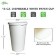 thumbnail image 3 of [250 Pack] 16oz White Disposable Paper Coffee Cups with White Flat Lids - For Hot, Cold Drink, Coffee, Tea, Cocoa, Travel, Office, Home, Cider, Hot Chocolate, To go, Compostable, Biodegradable, 3 of 4