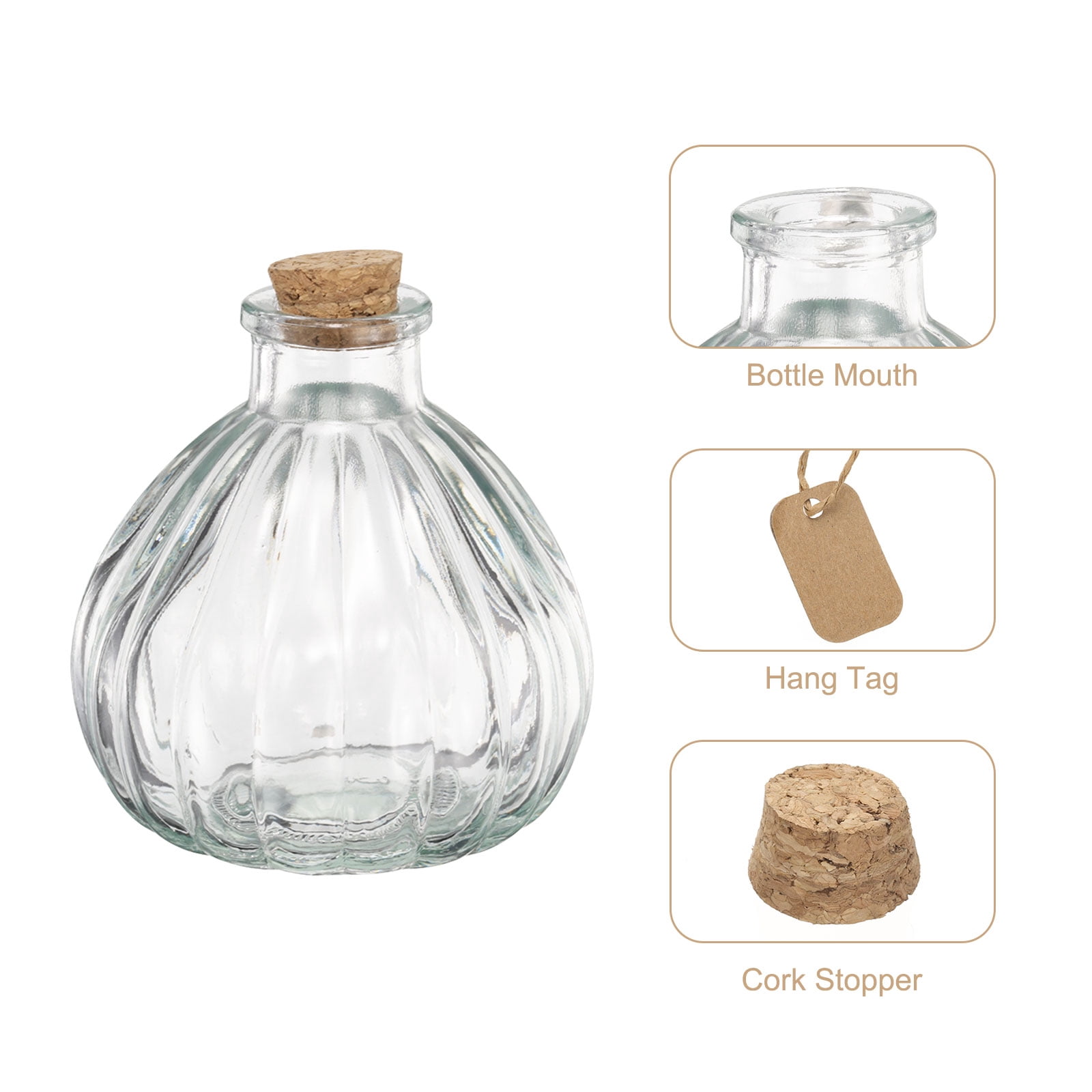 Unique Bargains 2 Pcs 7.8 oz Pumpkin Glass Jars with Cork Stoppers for Halloween