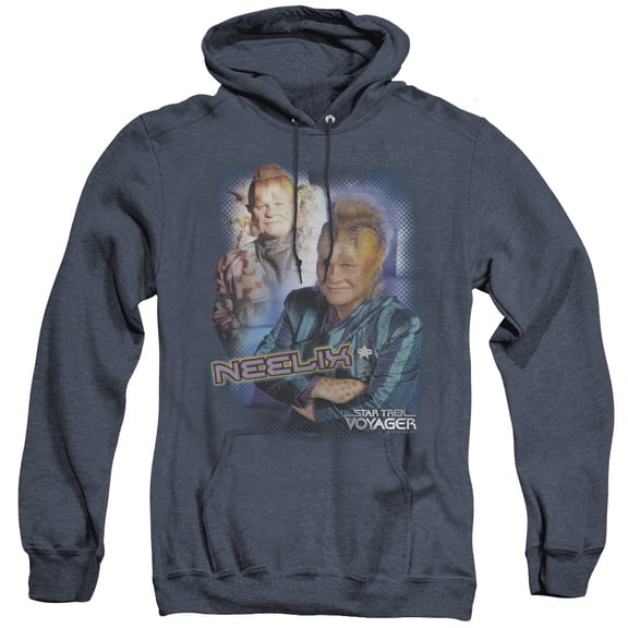 Star Trek Neelix Adult Heather Hoodie Sweatshirt Navy