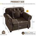 thumbnail image 2 of 41.3'' Velvet Chesterfield Sofas, Modern Oversized Accent Chair, Single Sofa Reading Chair, Comfy Tufted Back Armchair with Pillow, Rolled Arms for Small Spaces, Living Room, Office, Brown, 2 of 11