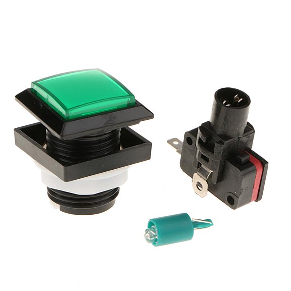 Reemplazo de Botón pulsador Arcade Yotijar Interruptor LED Verde 33x33 mm